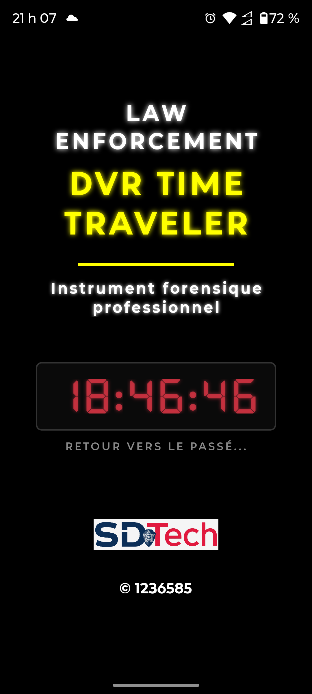 Capture d'écran de l'application DVR Time Traveler