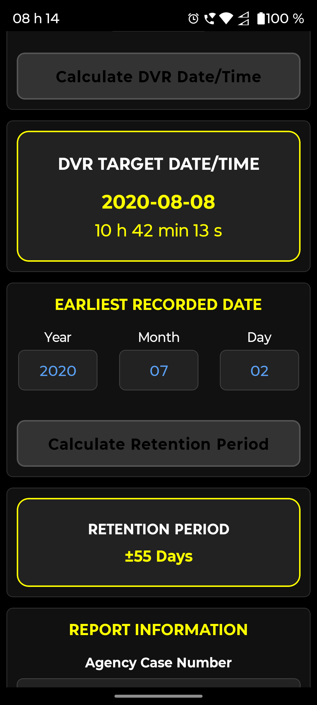 Calculator showing all three sections filled in — view 4