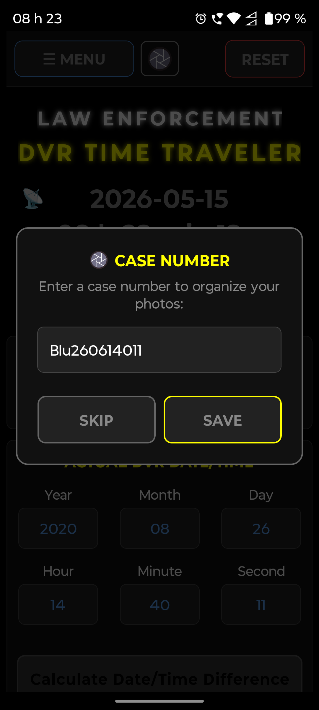 Photo gallery with case-numbered photos