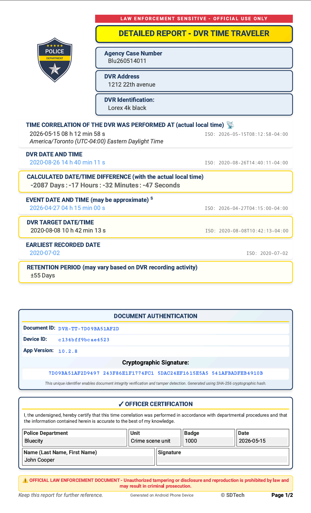 Sample PDF report — page 1