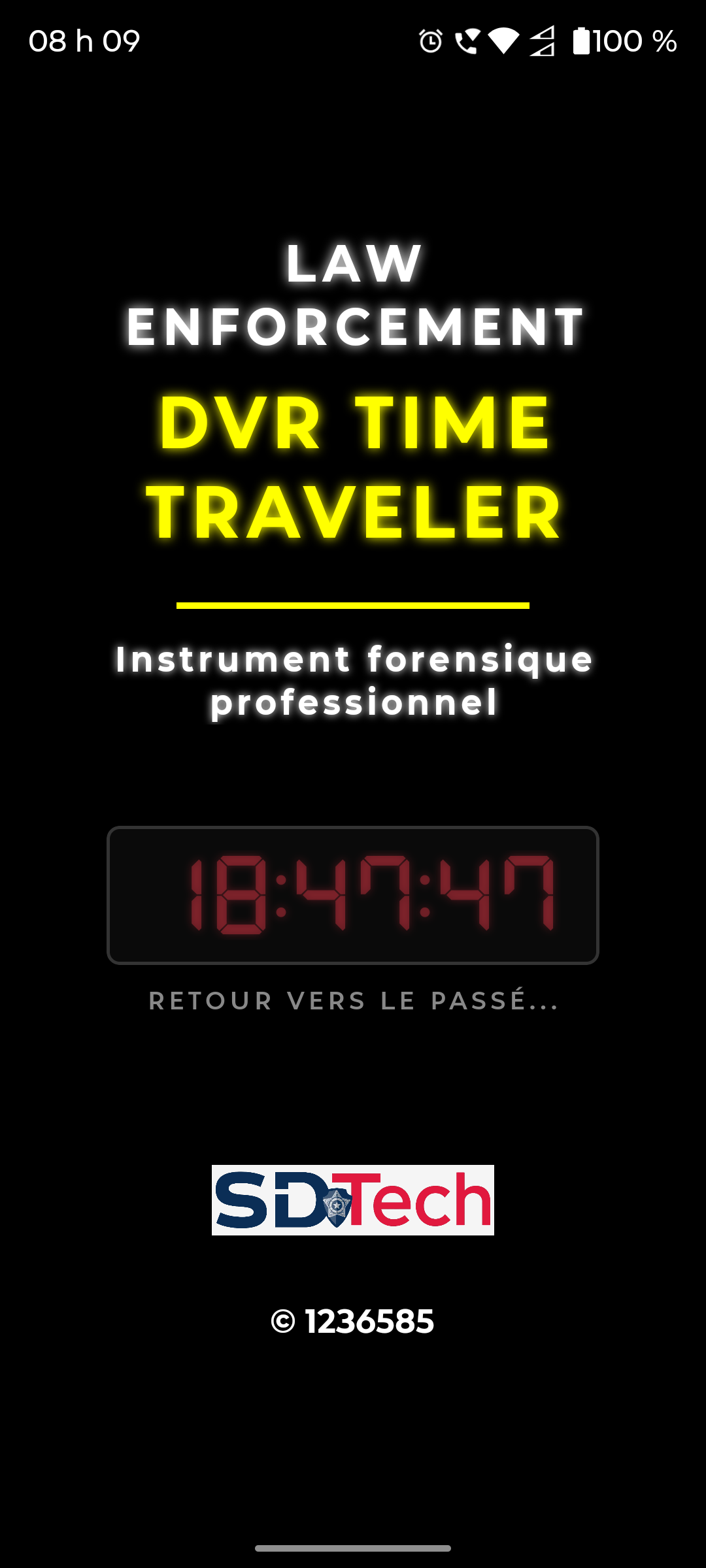Écran d'accueil de l'application affichant le calculateur principal